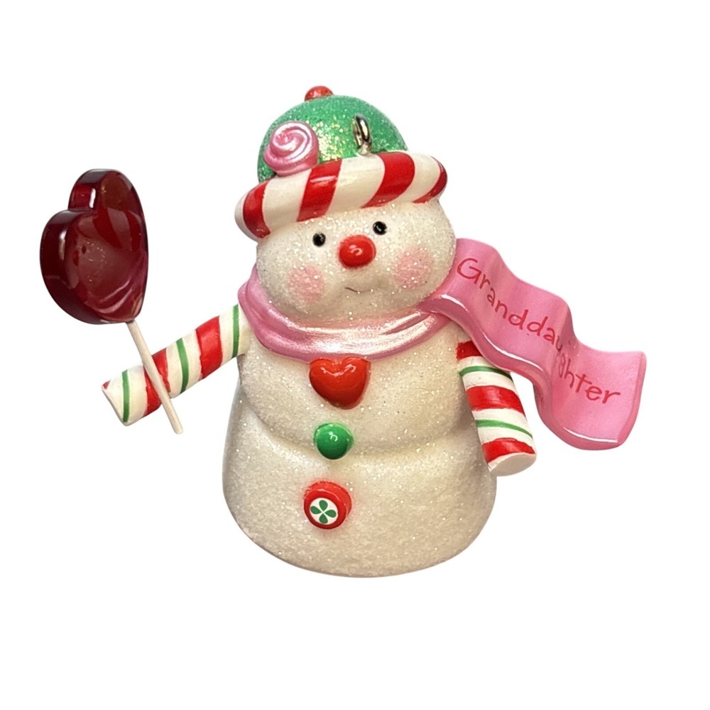 Hallmark 2007 Snowman Holding‎ Lollipop Granddaughter Christmas Tree Ornament